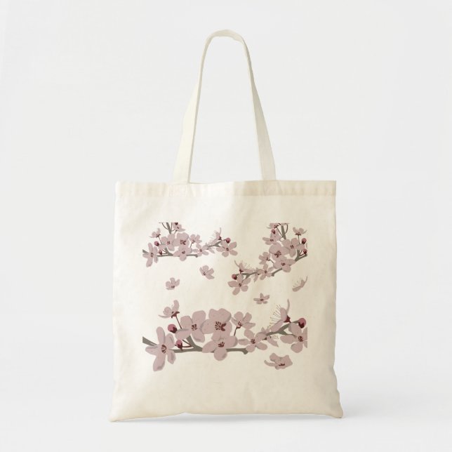 Bolso De Tela Flores flotantes de flores de cerezo (Frente)