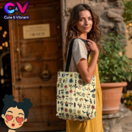Bolso De Tela Flores folclóricas y pájaros coloridos