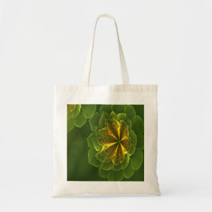 Bolso De Tela Flores fractales amarillas verdes