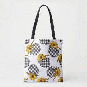 Bolso De Tela Flores girasoles Tapa calabaza sin costuras. Farmh