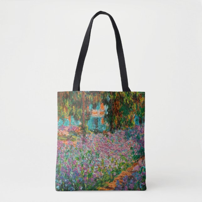 Bolso De Tela Flores Giverny del Irises Monet Garden (Anverso)
