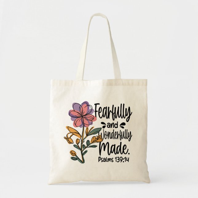 Bolso De Tela Flores hechas con maravilla, Biblia cristiana (Frente)