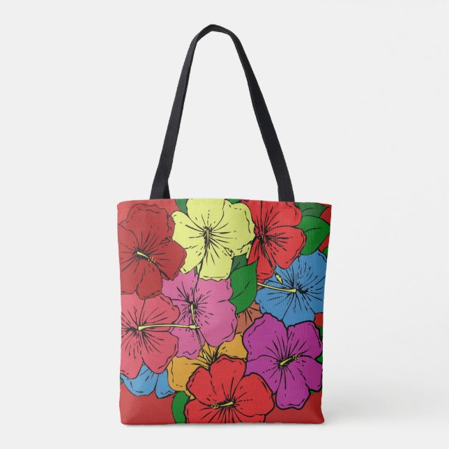 Bolso De Tela Flores hibiscus #6 (Reverso)