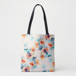 Bolso De Tela Flores hibiscus: Patrón de Ilustracion acuarela