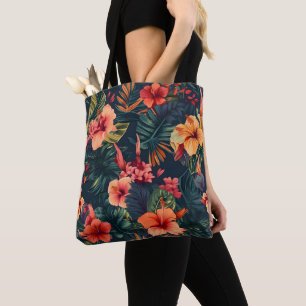 Bolso De Tela Flores Hibiscus, Patrón Floral Tropical