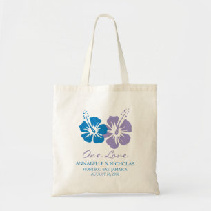 Bolso De Tela Flores Hibiscus Royal Blue and Lavender BODA