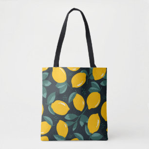Bolso De Tela Flores Lemones, Textura Vintage De Verano.