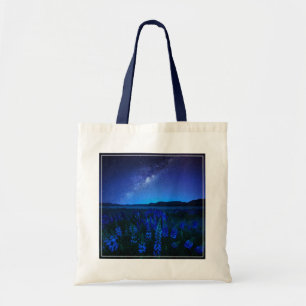 Bolso De Tela Flores   Lupines en flor en el lago nocturno Tekap