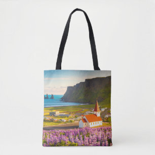 Bolso De Tela Flores   Lupines en flor en el sur de Islandia