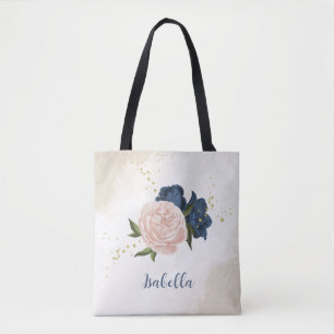 Bolso De Tela flores marinas y rosa ruidosas