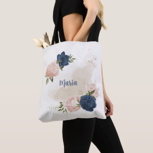 Bolso De Tela flores marinas y rosa ruidosas