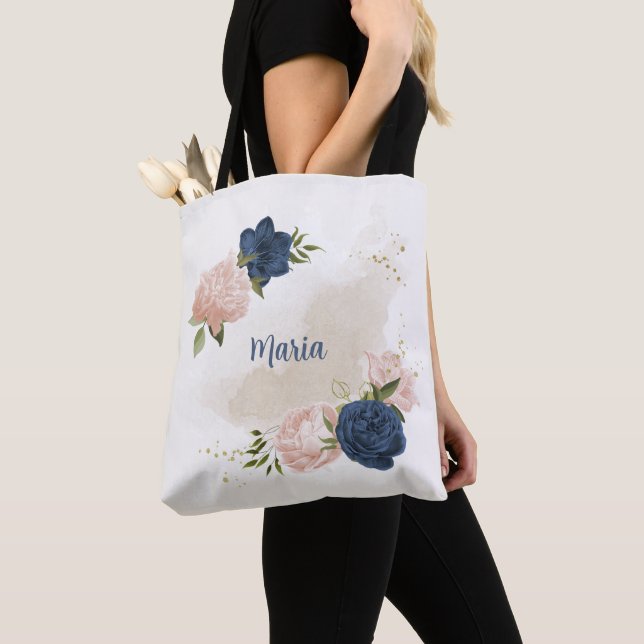Bolso De Tela flores marinas y rosa ruidosas (Detalle)