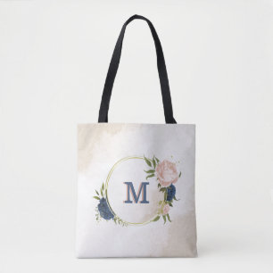 Bolso De Tela flores marinas y rosa ruidosas