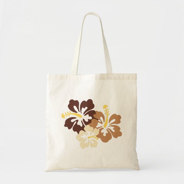 Bolso De Tela Flores marrones hawaianas Tote Bag (Frente)