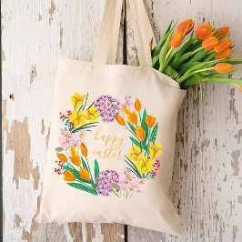 Bolso De Tela Flores modernas de primavera amarillas y verdes fe
