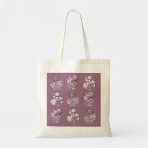 Bolso De Tela Flores monocromas en malva