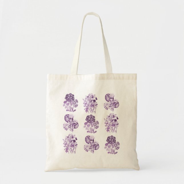 Bolso De Tela Flores monocromas en púrpura (Frente)