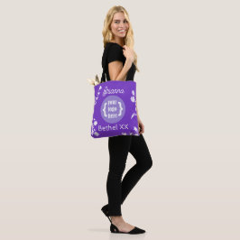Bolso De Tela Flores moradas, blancas, club de Chica de logotipo