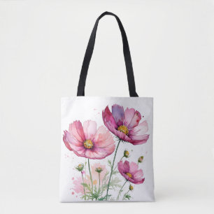 Bolso De Tela Flores moradas de cosmos