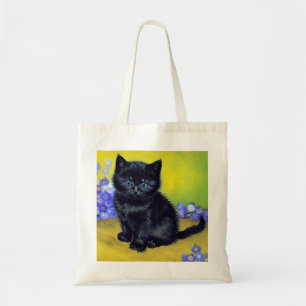 Bolso De Tela Flores moradas de gato negro Van Gogh