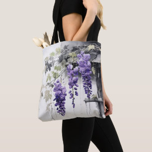 Bolso De Tela Flores Moradas Delicadas de la Naturaleza