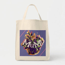 Bolso De Tela Flores moradas y aves