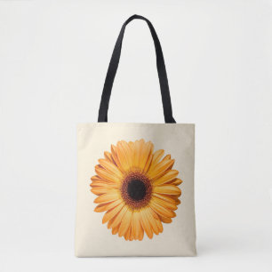 Bolso De Tela Flores   Naranja Gerbera