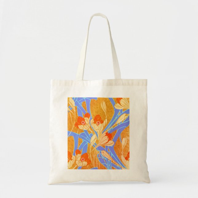 Bolso De Tela Flores Naranjas de estilo Art Deco de Seguí - Bols (Frente)