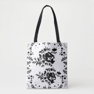 Bolso De Tela Flores negras 