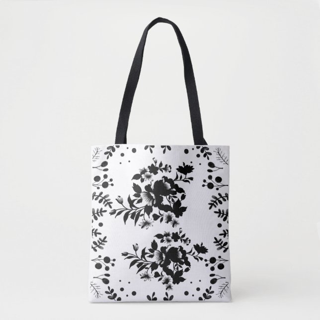 Bolso De Tela Flores negras  (Anverso)