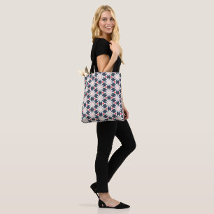 Bolso De Tela Flores negras y patrón de puntos rosados