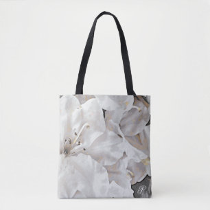 Bolso De Tela *~* Flores neutras blancas en el grano ruso Azalea