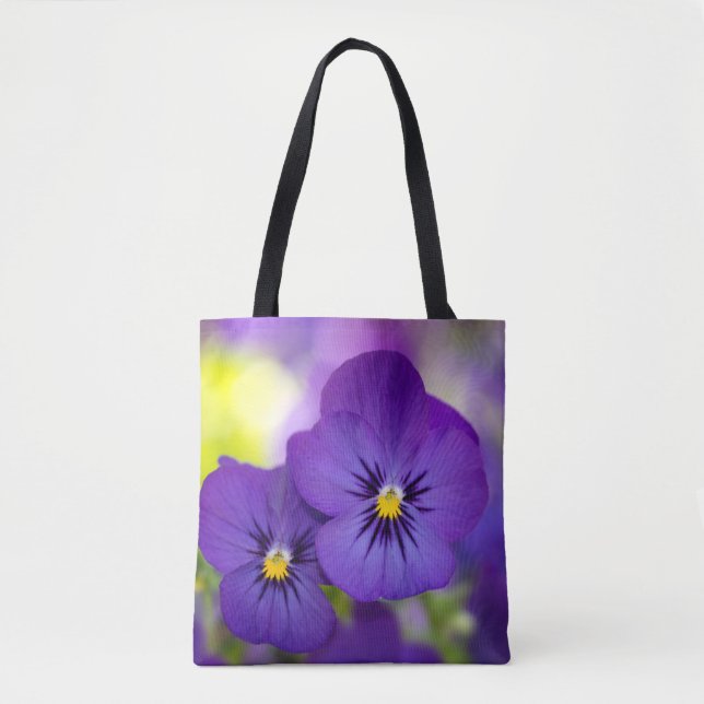 Bolso De Tela Flores | Pansies morados (Anverso)