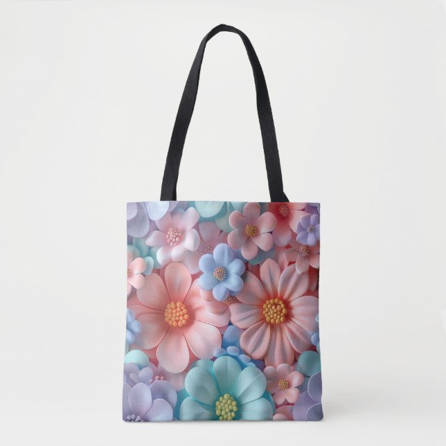 Bolso De Tela Flores Pastel Infladas 3D Patrones Sin Marea (Anverso)