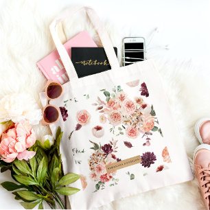 Bolso De Tela Flores pasteles modernas y regalo personalizado de