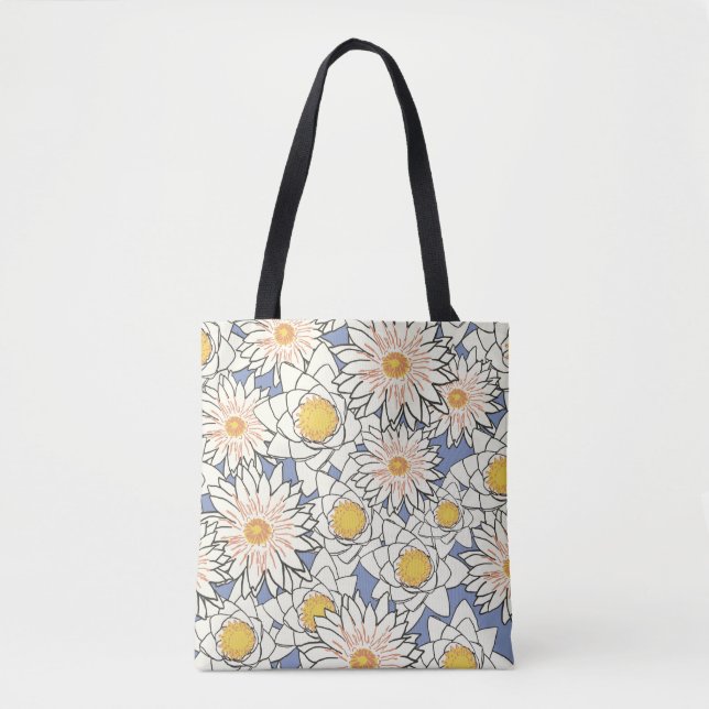 Bolso De Tela Flores patrón lotus lirio (Anverso)
