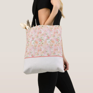Bolso De Tela Flores Pequeñas de Acuarela Abstracta Melocotón Ro