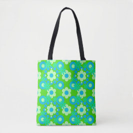 Bolso De Tela Flores Perlas Donuts Spearmint Blue Apple Green