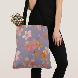Bolso De Tela Flores pintadas
