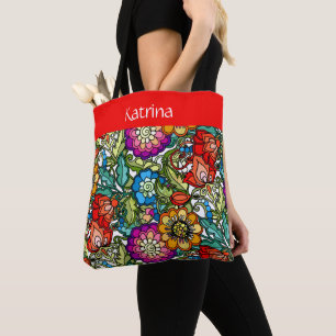 Bolso De Tela flores pintadas de bonito, personalizadas