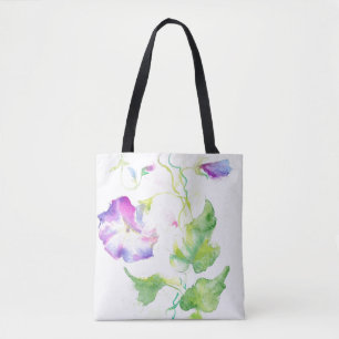 Bolso De Tela Flores pintadas de la enredadera de la acuarela