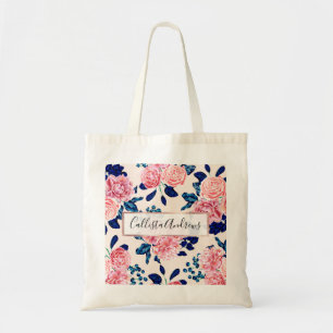 Bolso De Tela Flores pintadas en el País Azul de la Marina Giron