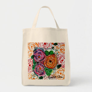 Bolso De Tela Flores policromáticas