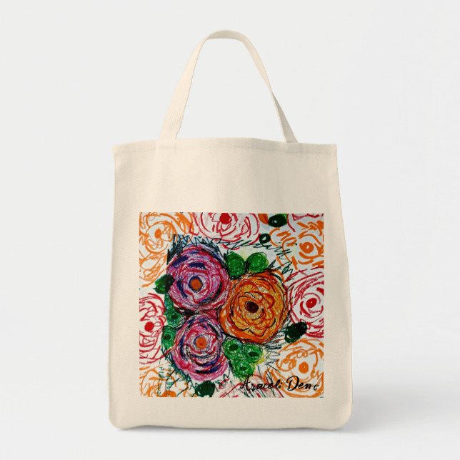 Bolso De Tela Flores policromáticas (Frente)