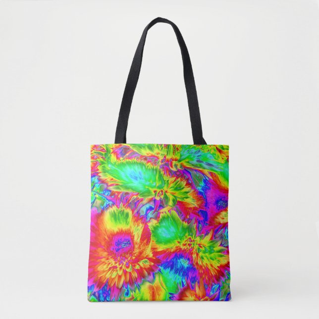 Bolso De Tela flores psicodélicas 2 (Anverso)