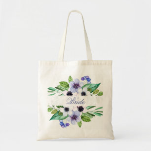 Bolso De Tela Flores púrpura acuarelas