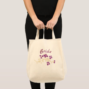 Bolso De Tela Flores Púrpura Para Novia