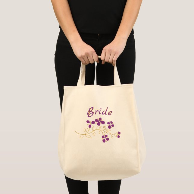 Bolso De Tela Flores Púrpura Para Novia (Anverso (producto))