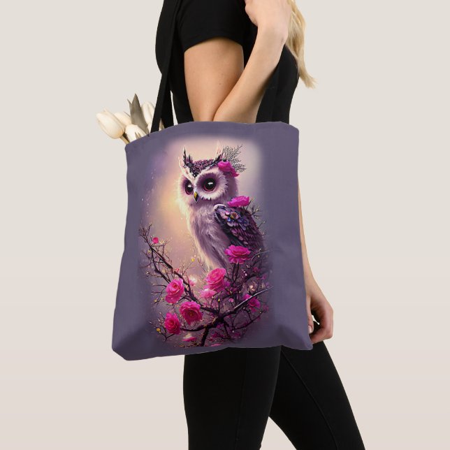 Bolso De Tela Flores púrpura y rosa (Detalle)