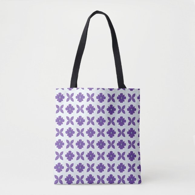 Bolso De Tela Flores púrpuras con fondo claro (Anverso)